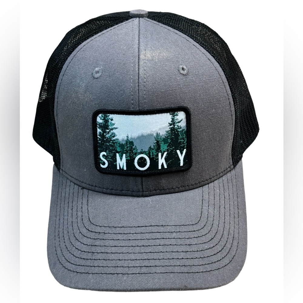 Retro Gray & Black SMOKY Trucker Baseball Hat PARK HATS Men’s OS SnapBack